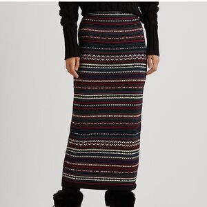 Ralph Lauren Black Striped Fair Isle Knit Maxi Skirt size small
